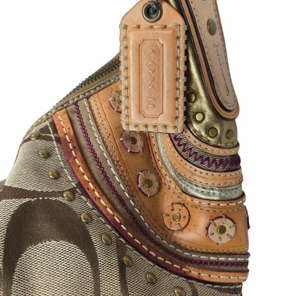 Limited Edition Coach Studded Signature Hobo Boho Shoulder Bag 2006 Prestine 932 - Picture 2 of 11